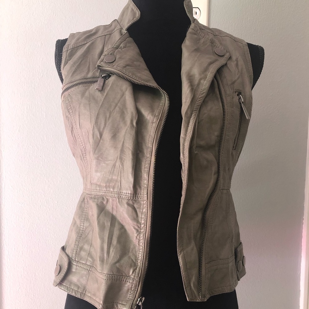 Short sleeve leather vest